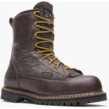 Georgia Men's Logger 8" Steel Toe Waterproof Lace-To-Toe Work Boot- Chocolate- G103 8 / Medium / Brown - Overlook Boots