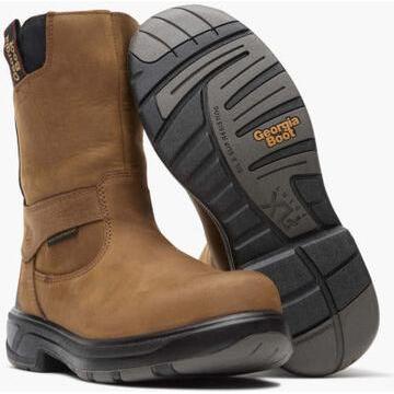 Georgia Men's Flxpoint 10" Composite Toe Waterproof Wellington Work Boot- Brown - G5644 - Overlook Boots