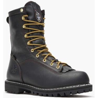 Georgia Men's Lace To Gore-Tex 8" Soft Toe Waterproof 200G Ins Work Boot- Black- G8040 5 / Medium / Black - Overlook Boots