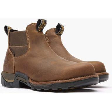 Georgia Men's Eagle One 4" Steel Toe Waterproof Chelsea Work Boot -Brown- GB00337 - Overlook Boots