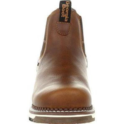 Georgia Men's Wedge Chelsea Soft Toe Waterproof Wedge Work Boot - Brown - GB00352 - Overlook Boots