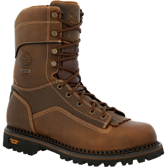 Georgia Men's Amped Lightweight Low Heel Logger 9" Composite Toe Waterproof Work Boot- GB00473 8 / Medium / Brown - Overlook Boots
