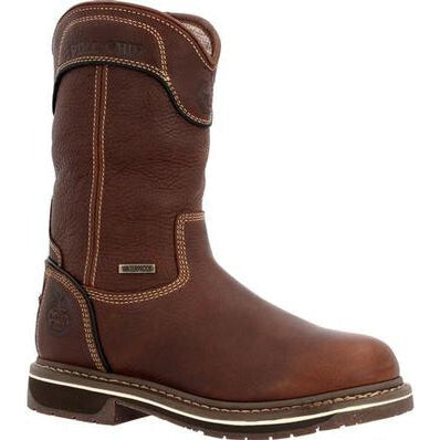 Georgia Women's Amp Lt Edge 10" Waterproof Pull On Work Boot -Brown- GB00516 - Overlook Boots