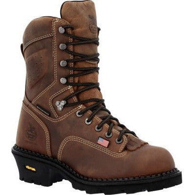 Georgia Men's USA 9" Soft Toe Waterproof Logger Work Boot- Horse- GB00539 8 / Medium / Brown - Overlook Boots