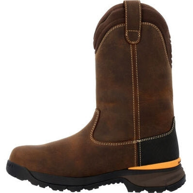 Georgia Men's TBD 11" Soft Toe Waterproof Wellington Pull On Work Boot -Brown- GB00598 - Overlook Boots