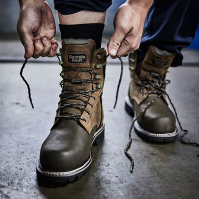 Georgia Men's Brute 8" Composite Toe Waterproof MG Work Boot- Brown- GB00643 - Overlook Boots