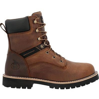 Georgia Men's Core 37 8" Steel Toe Waterproof Lace-Up Work Boot- Brown- GB00674 - Overlook Boots