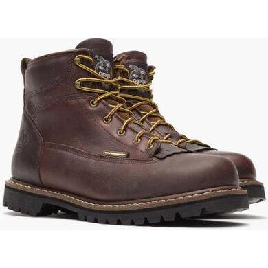 Georgia Men's Logger 6" Soft Toe Waterproof Lace-To-Toe Work Boot- Chocolate- GBOT052 - Overlook Boots