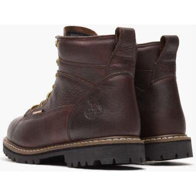 Georgia Men's Logger 6" Soft Toe Waterproof Lace-To-Toe Work Boot- Chocolate- GBOT052 - Overlook Boots