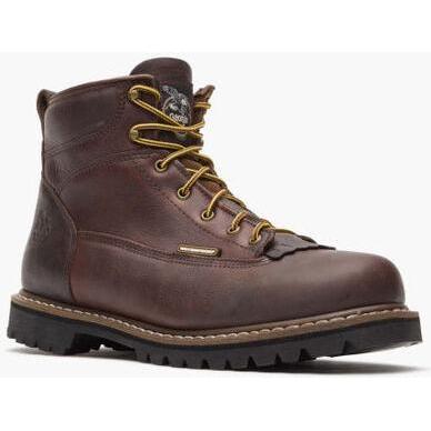 Georgia Men's Logger 6" Soft Toe Waterproof Lace-To-Toe Work Boot- Chocolate- GBOT052 8 / Medium / Brown - Overlook Boots