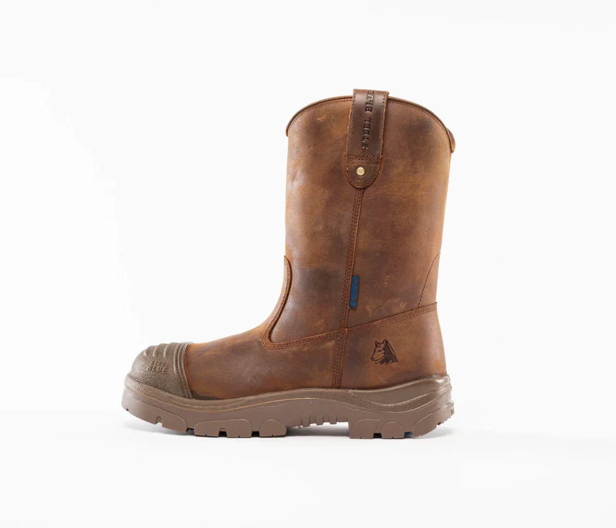 Steel Blue Men's Heeler Scuff 10" Steel Toe WP Work Boot- Brown- 812965 - Overlook Boots