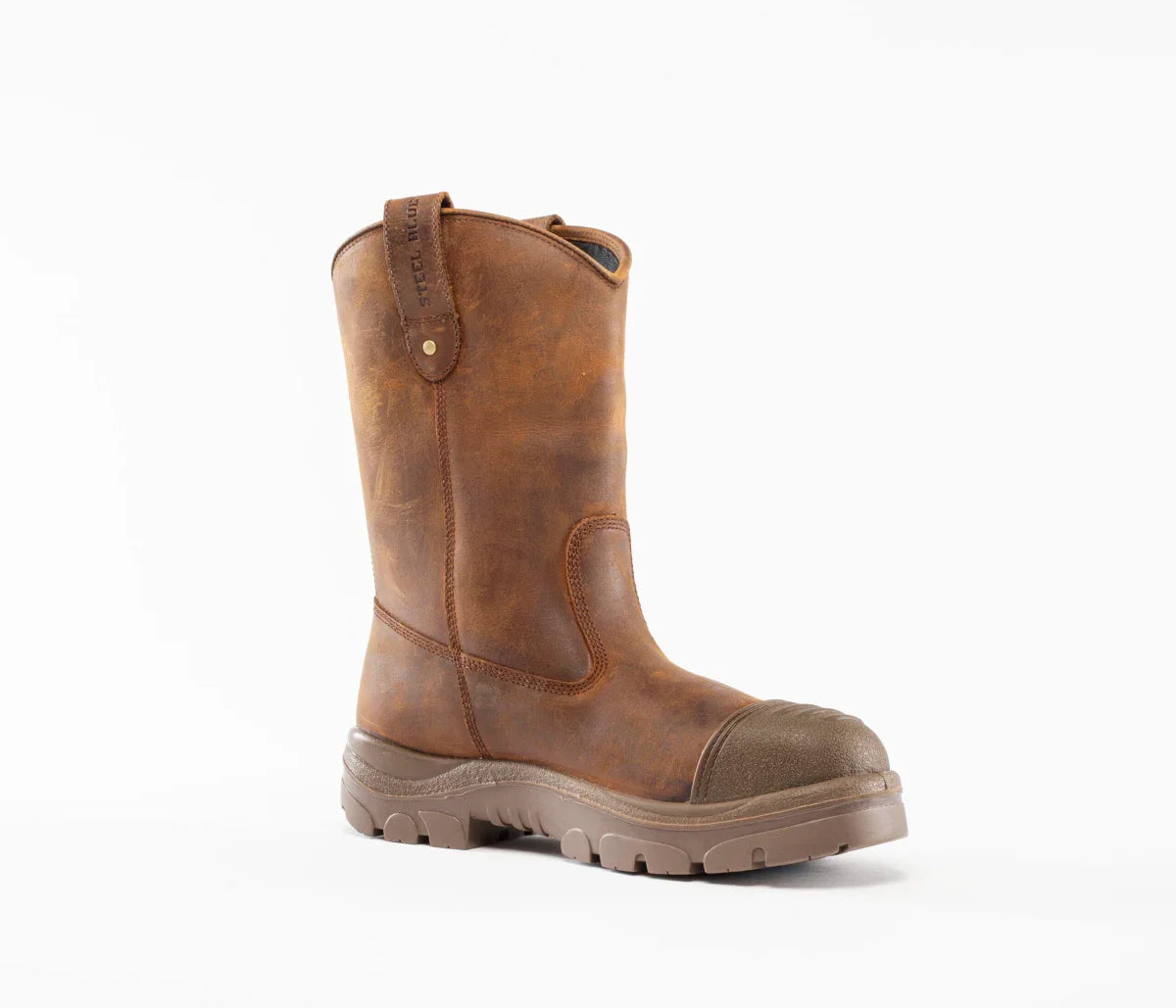 Steel Blue Men's Heeler Scuff 10" Steel Toe WP Work Boot- Brown- 812965 7 / Medium / Brown - Overlook Boots