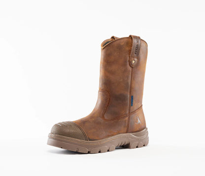 Steel Blue Men's Heeler Scuff 10" Steel Toe WP Work Boot- Brown- 812965 - Overlook Boots