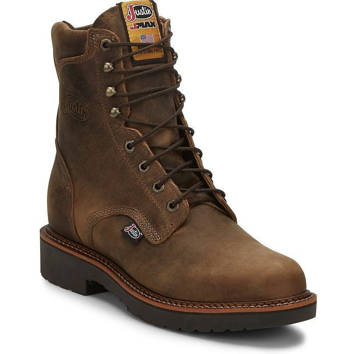 Justin Men's Blueprint 8" Lace Up USA Western Work Boot -Tan- 440  - Overlook Boots