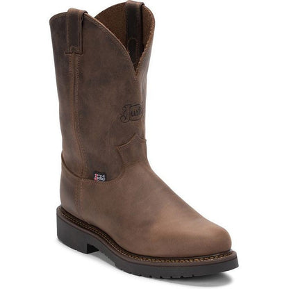 Justin Men's Balusters 11" Slip Resistant Western Work Boot -Brown- 4444  - Overlook Boots