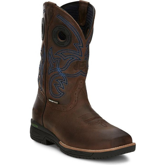 Justin Men's Nitread 11" Nano Composite Toe Western Work Boot -Brown- CR3204 - Overlook Boots