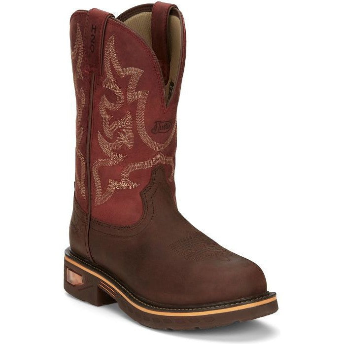 Justin Men's Resistor 11" Composite Toe Waterproof Western Work Boot- Brown- CR4007 8 / Medium / Brown - Overlook Boots