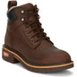 Justin Men's Resistor 6" Waterproof Lace Up Western Work Boot -Brown- CR401 8 / Medium / Brown - Overlook Boots