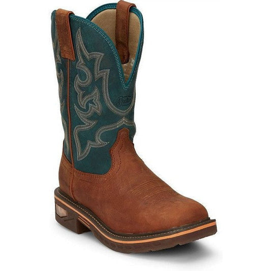 Justin Men's Resistor 11" Nano Composite Toe Western Work Boot -Blue - CR4010 - Overlook Boots