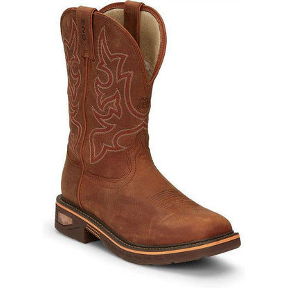 Justin Men's Resistor 11" Waterproof Western Work Boot -Brown- CR4011 8 / Medium / Brown - Overlook Boots