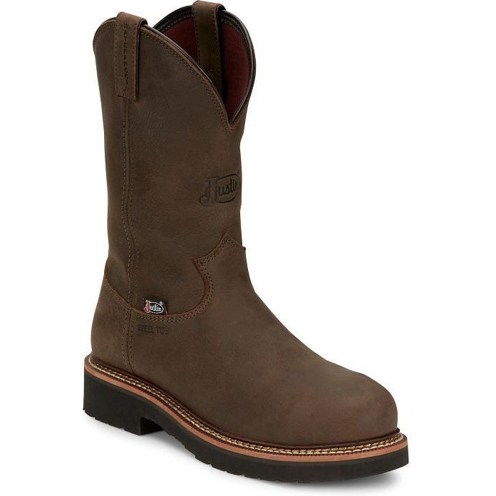Justin Men's Carbide 11" Waterproof Steel Toe Western Work Boot -Brown- OW4458 8 / Medium / Brown - Overlook Boots