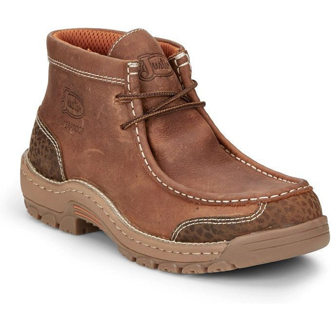 Justin Men's Crafton 4" Moc Toe Waterproof Work Shoe -Brown- SE251 - Overlook Boots