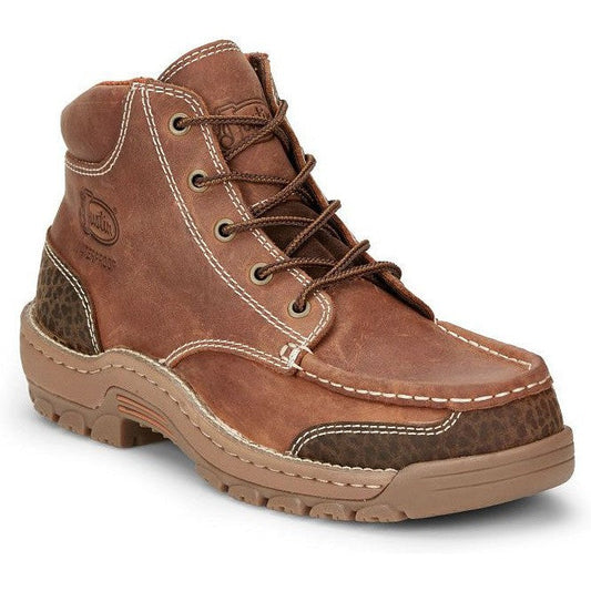 Justin Men's Corbett 5" Moc Toe Waterproof Work Boot -Brown- SE252 - Overlook Boots