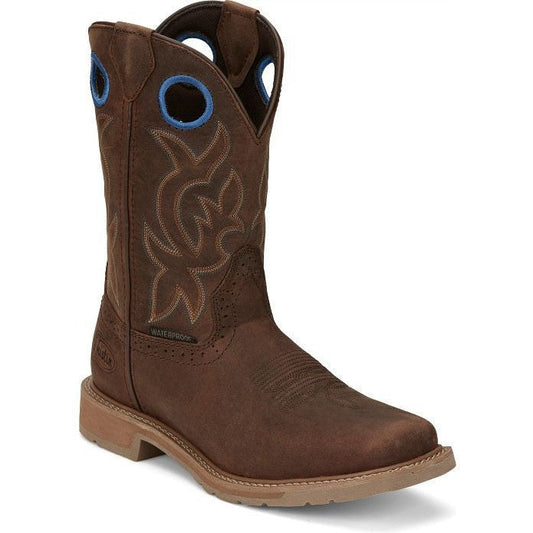 Justin Men's All Round 11" Waterproof Western Work Boot -Brown- SE3114 - Overlook Boots
