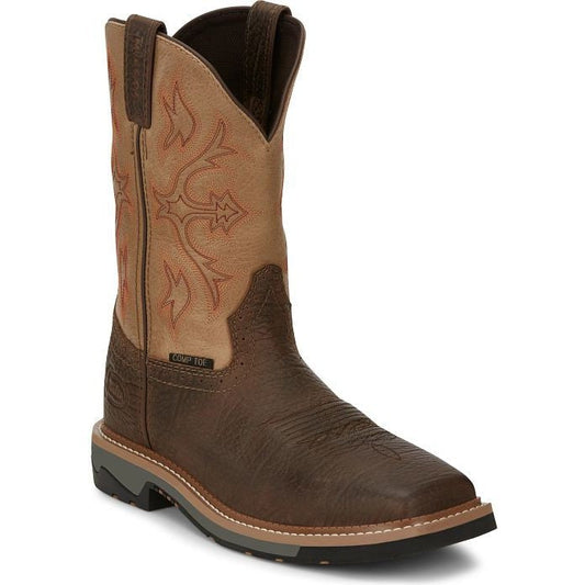 Justin Men's Bolt 11" Composite Toe Waterproof Western Work Boot -Brown- SE4103 - Overlook Boots