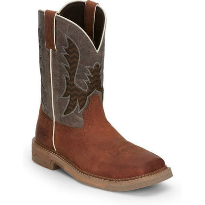 Justin Men's Bolt 11" Square Toe Western Work Boot -Brown- SE4110  - Overlook Boots