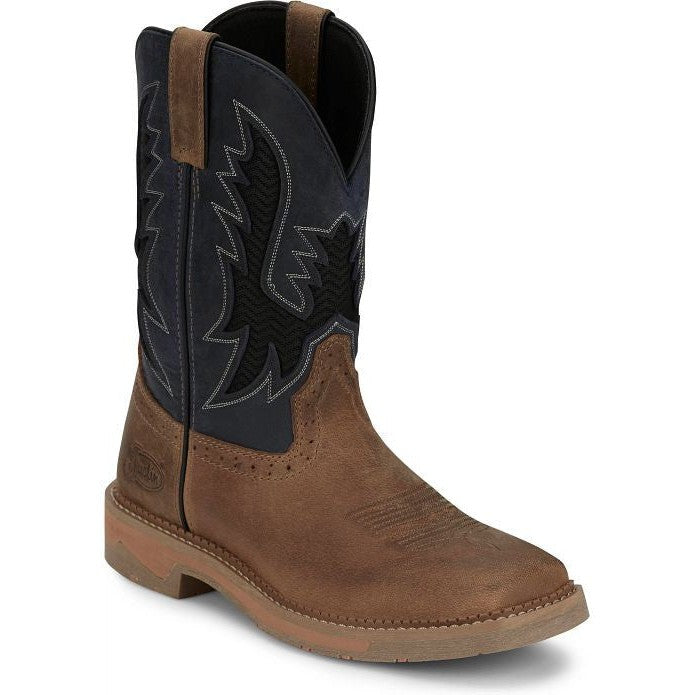 Justin Men's Bolt 11" Square Toe Western Work Boot -Tan- SE4114 8 / Medium / Brown - Overlook Boots