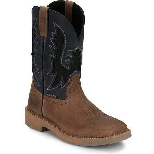 Justin Men's Bolt 11" Composite Toe Western Work Boot -Tan- SE4115 8 / Medium / Brown - Overlook Boots