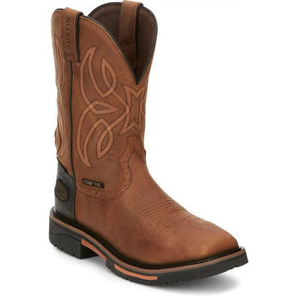 Justin Men's Dallen 11" Nano Composite Toe Western Work Boot -Brown- SE4215 - Overlook Boots