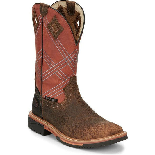 Justin Men's Dalhart 12" Nano Composite Toe Western Work Boot -Brown- SE4218 - Overlook Boots