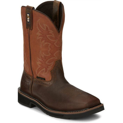 Justin Men's Actuator 11" Composite Toe Western Work Boot -Brown- SE4300 - Overlook Boots