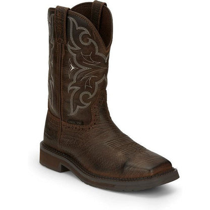 Justin Men's Amarillo 11" Steel Toe Western Work Boot -Brown- SE4313  - Overlook Boots