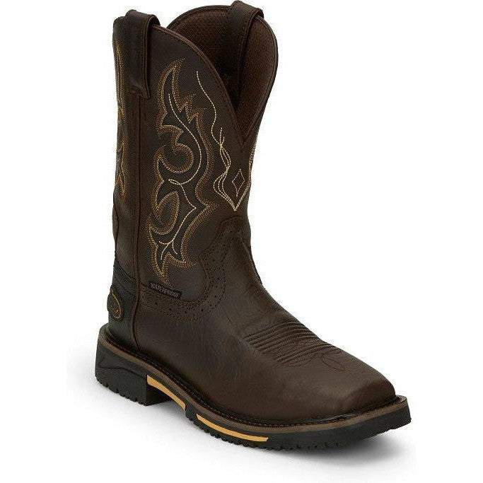 Justin Men's Joist 11" Waterproof Western Work Boot -Brown- SE4624  - Overlook Boots