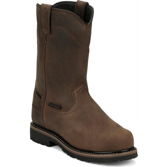 Justin Men's Pulley 10" Waterproof Composite Toe Met Guard Western Work Boot -Brown- SE4630 7 / Medium / Brown - Overlook Boots