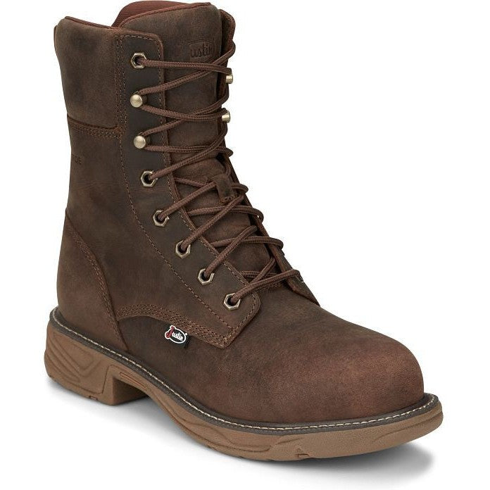Justin Men's Rush 8" Waterproof Nano Composite Toe Western Work Boot -Brown- SE469 8 / Medium / Brown - Overlook Boots