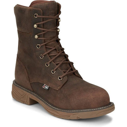 Justin Men's Rush 8" Waterproof Nano Composite Toe Western Work Boot -Brown- SE469 8 / Medium / Brown - Overlook Boots