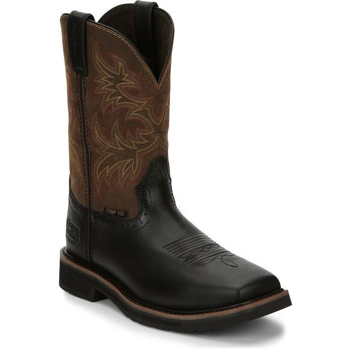 Justin Men's Driller 11" Composite Toe Wesetrn Work Boot -Black- SE4818 - Overlook Boots