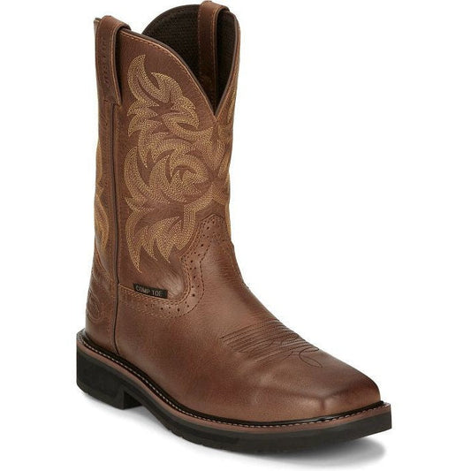 Justin Men's Handler 11" Composite Toe Western Work Boot -Brown- SE4824 - Overlook Boots
