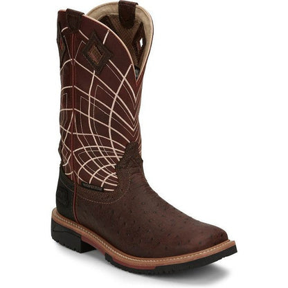 Justin Men's Derrickman 12" Waterproof Western Work Boot -Brown- SE4834 8 / Medium / Brown - Overlook Boots