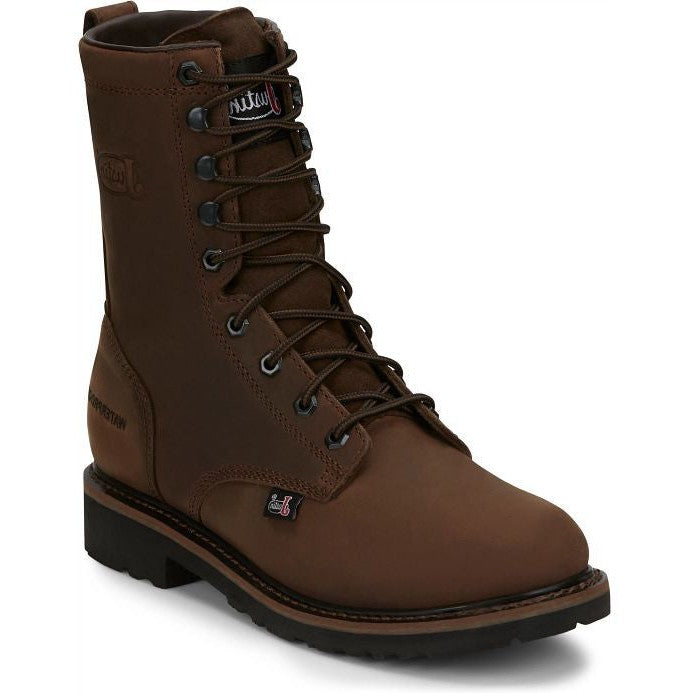 Justin Men's Drywall 8" Waterproof Work Boot -Brown- SE960  - Overlook Boots