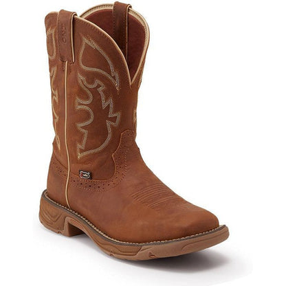 Justin Men's Rush 11" Waterproof Western Work Boot -Tan- WK4330 - Overlook Boots