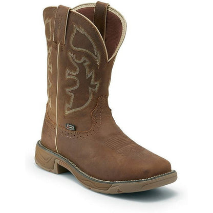 Justin Men's Rush 11" Steel Toe Western Work Boot -Tan- WK4331  - Overlook Boots