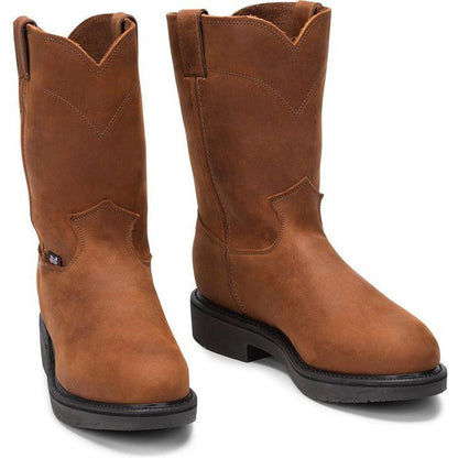 Justin Men's Conductor 10" Steel Toe Western Work Boot - Brown - OW4764 - Overlook Boots