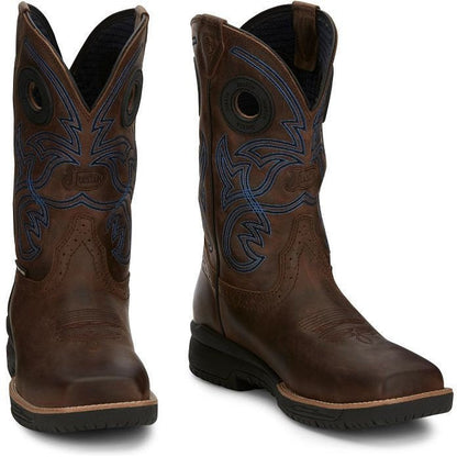 Justin Men's Nitread 11" Nano Composite Toe Western Work Boot -Brown- CR3204 - Overlook Boots