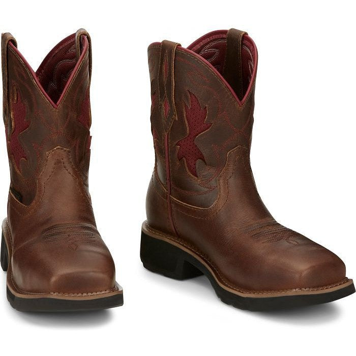 Justin Women's Lathey 8" Nano Composite Toe Western Work Boot -Brown- GY9962 - Overlook Boots