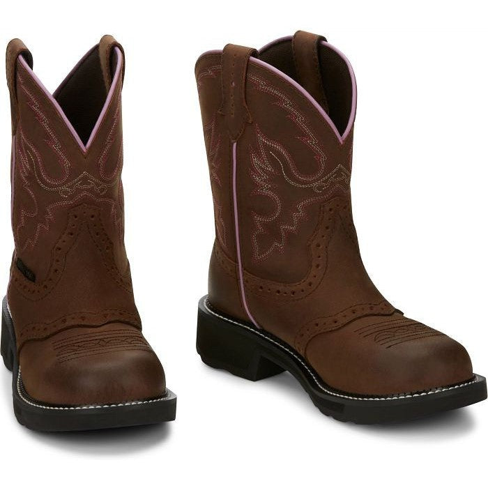 Justin Women's Wanette 8" Steel Toe Western Work Boot -Brown- GY9980 - Overlook Boots